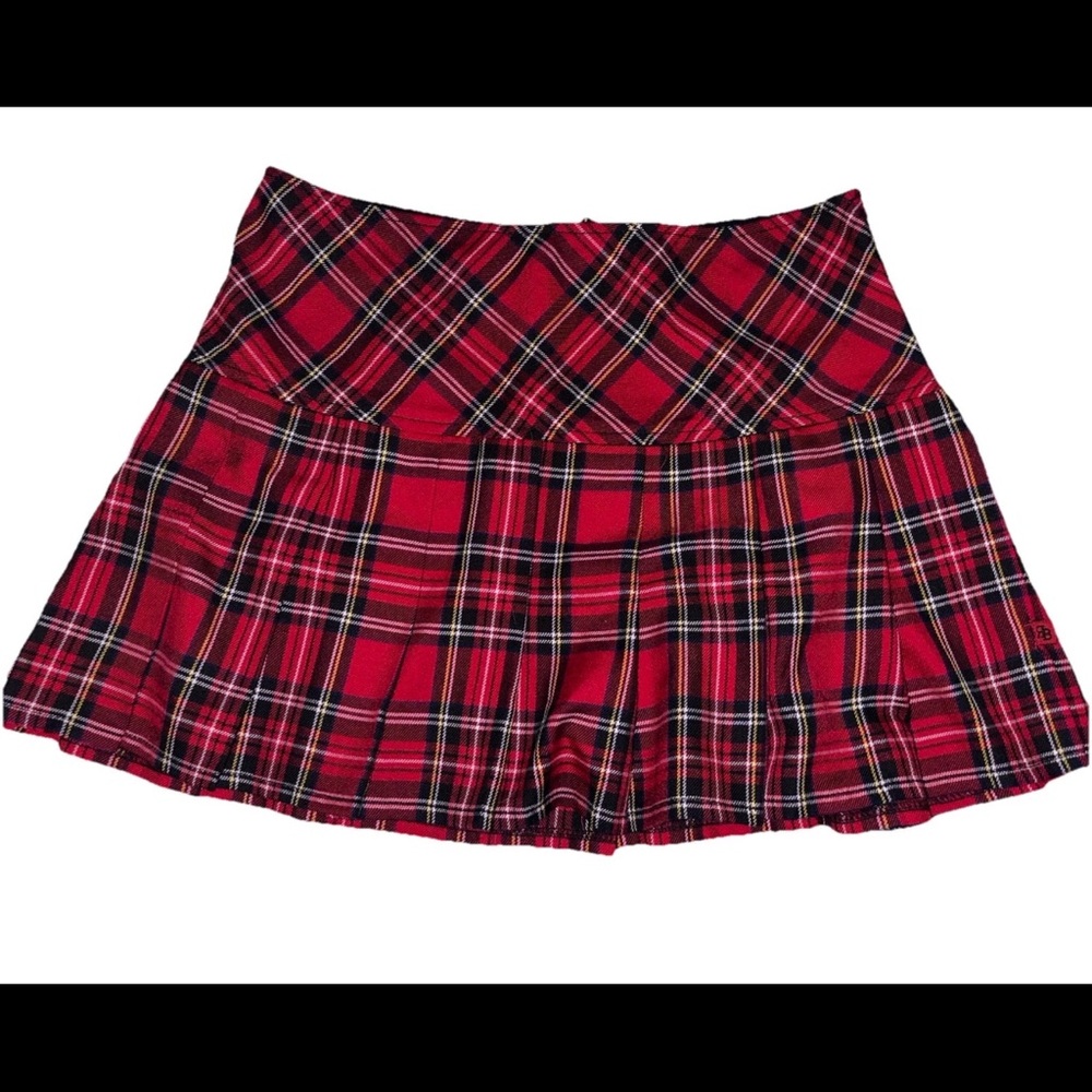 Royal Bones VTG Daang Goodman Micro Mini Skirt Y2K Red Plaid Pleated Grunge SZ.M